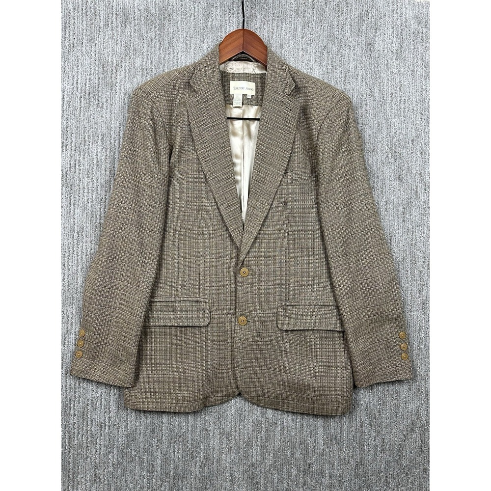 The Territory Ahead Sport Coat Mens 42 Tan Silk Two Button Blazer Jacket
